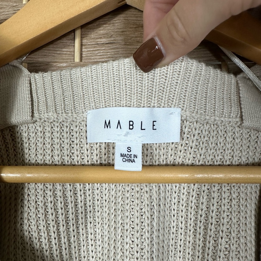 MABLE Off Shoulder Self Tie Strap Button Down Sweater - Size Small - Picture 5 of 10